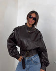 JACKET BIKER MARRONE
