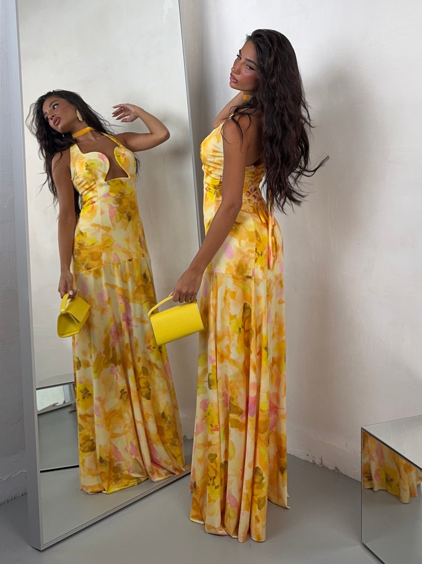 DRESS PLUMA GIALLO