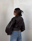 JACKET BIKER MARRONE