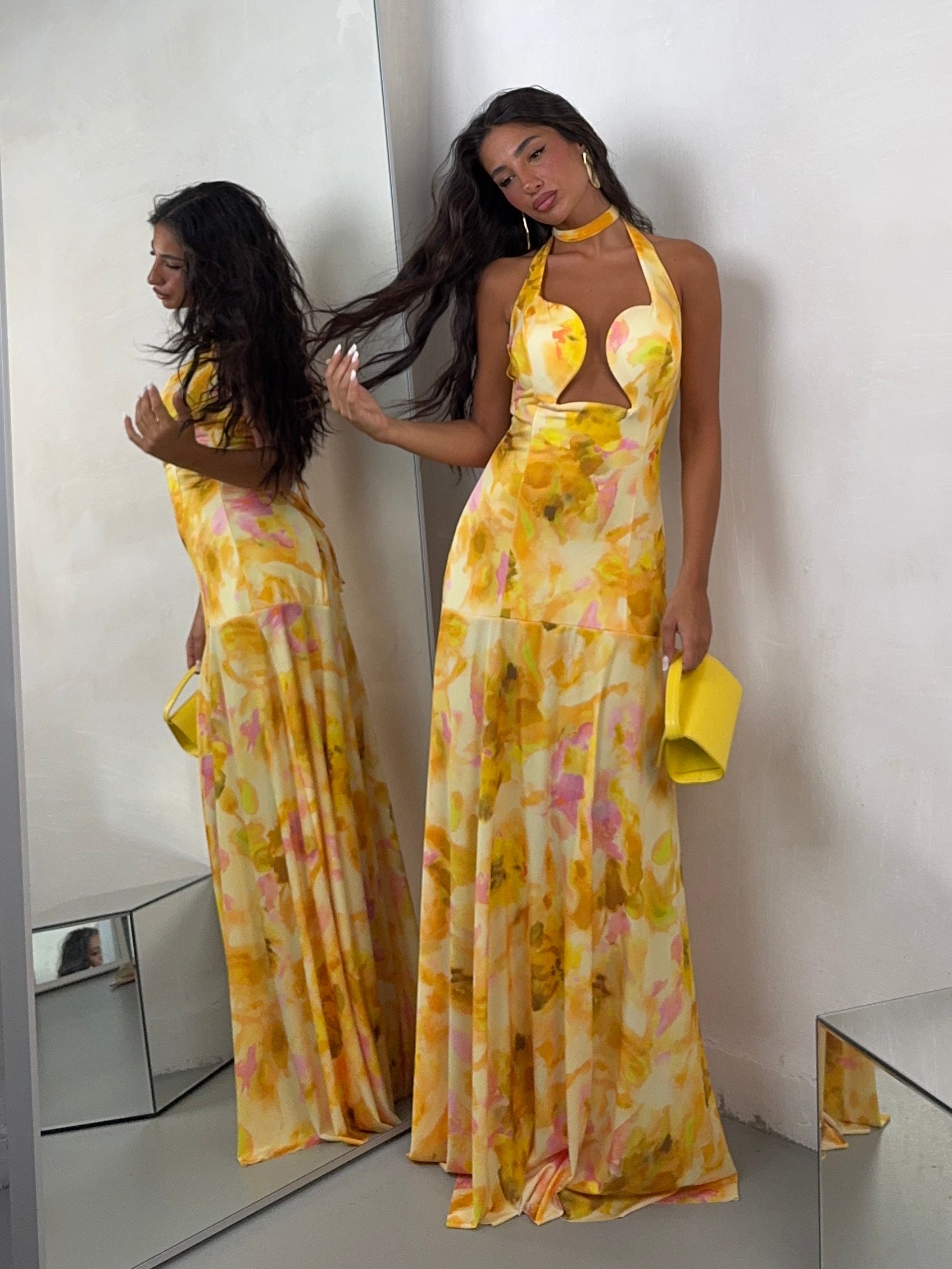DRESS PLUMA GIALLO