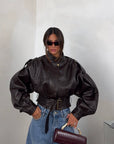 JACKET BIKER MARRONE