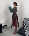 SKIRT BURGUNDY FRINSE