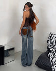 JEANS BROWN RUSH