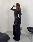 JEANS DEEP FRONT CUT BLACK