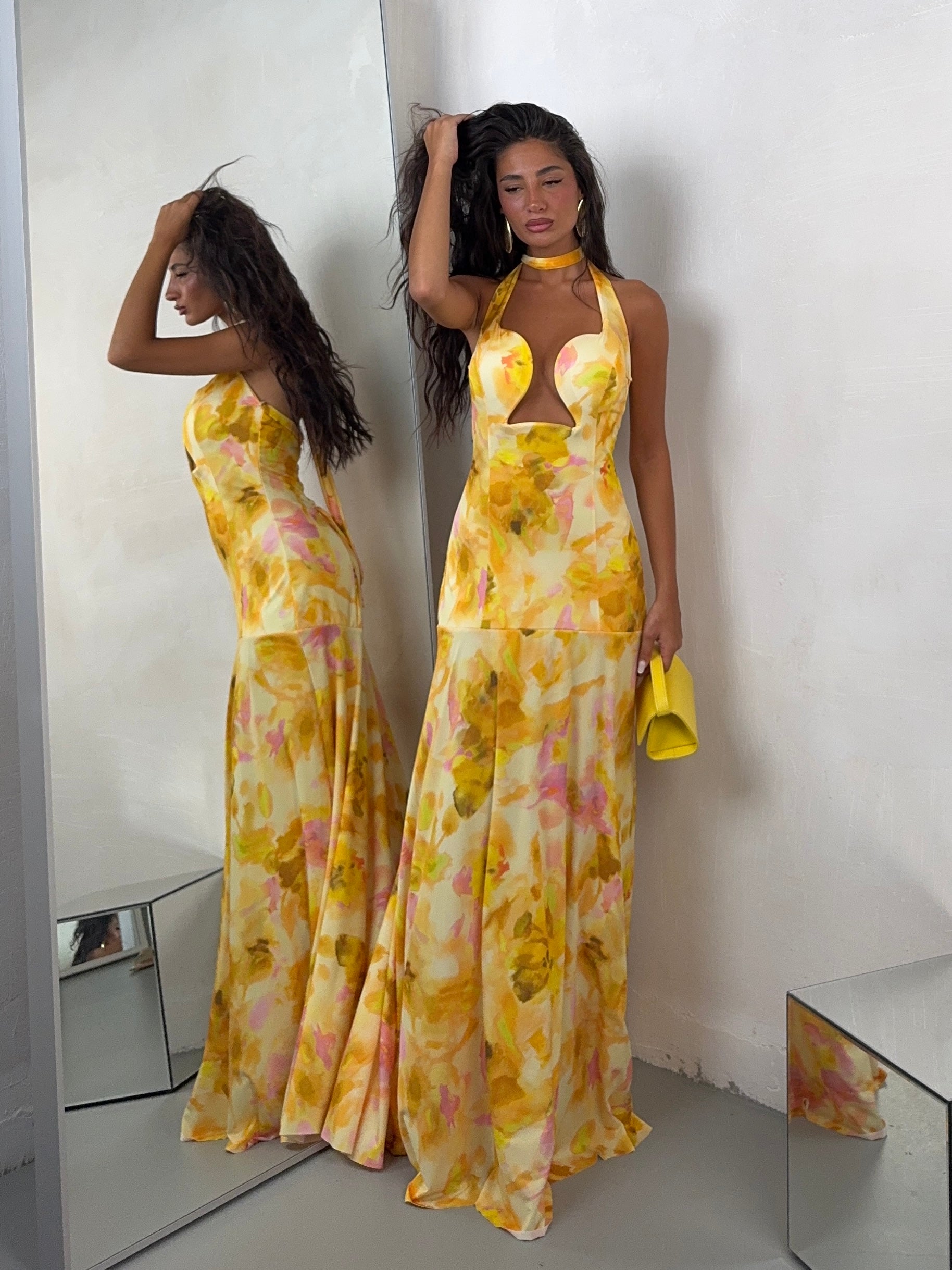 DRESS PLUMA GIALLO