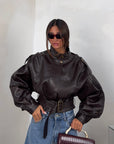 JACKET BIKER MARRONE