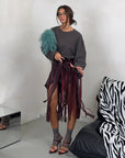 SKIRT BURGUNDY FRINSE