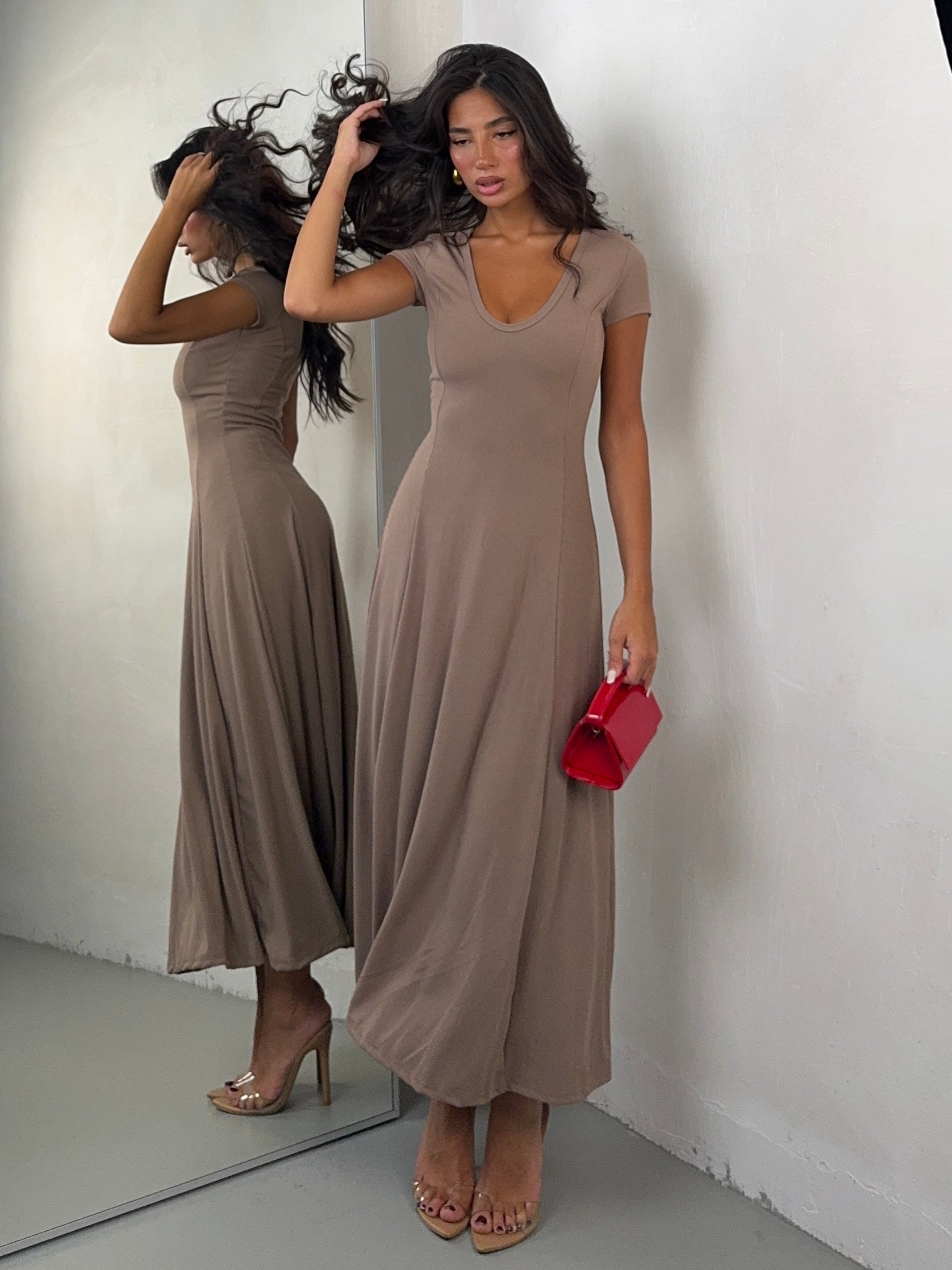 DRESS COSTINA NOISETTE