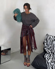 SKIRT BURGUNDY FRINSE