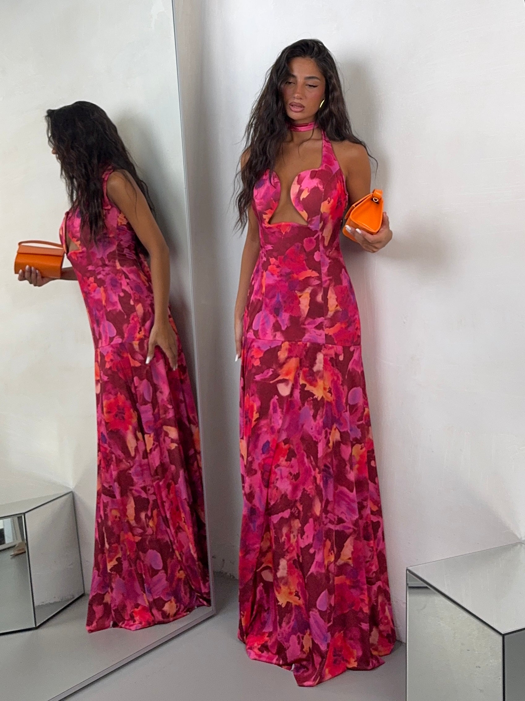 DRESS PLUMA FUCSIA