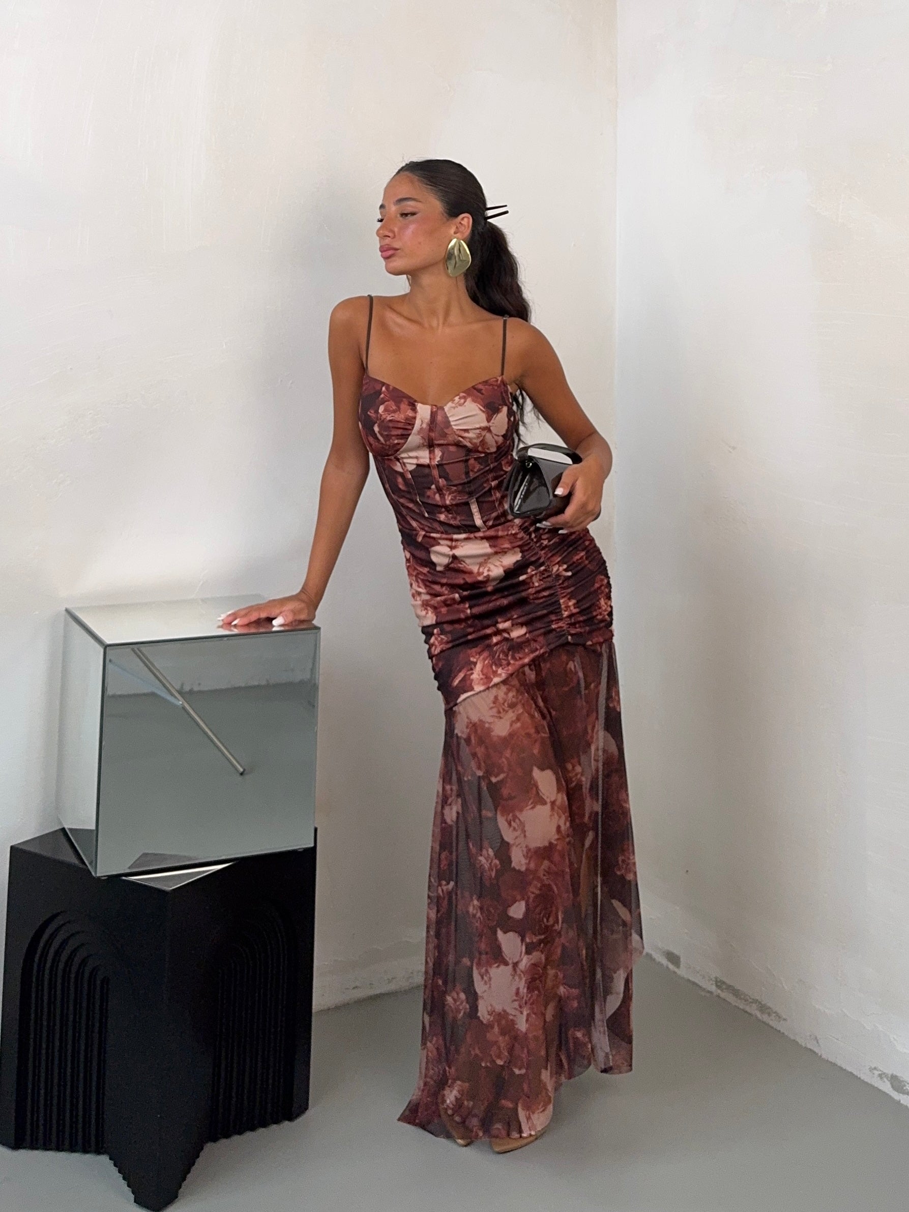DRESS AMELIA MARRONE