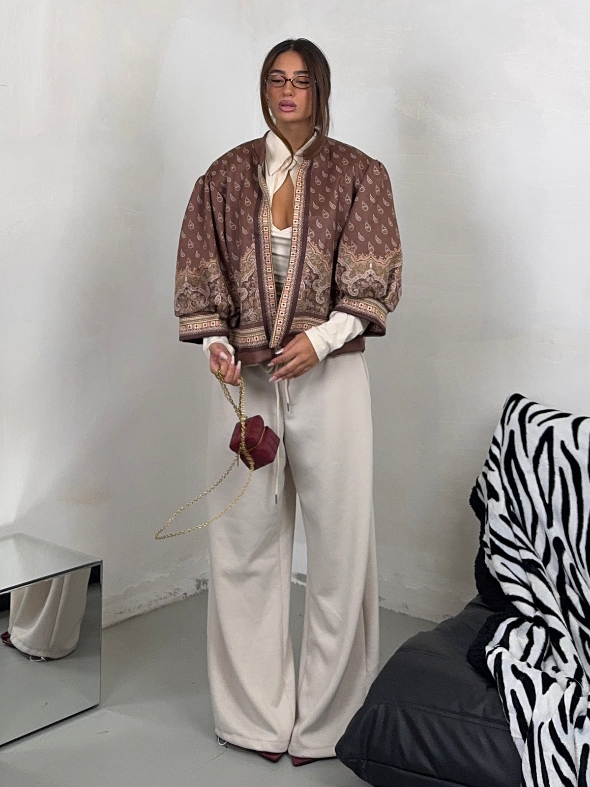 CARDIGAN PAISLEY MARRONE