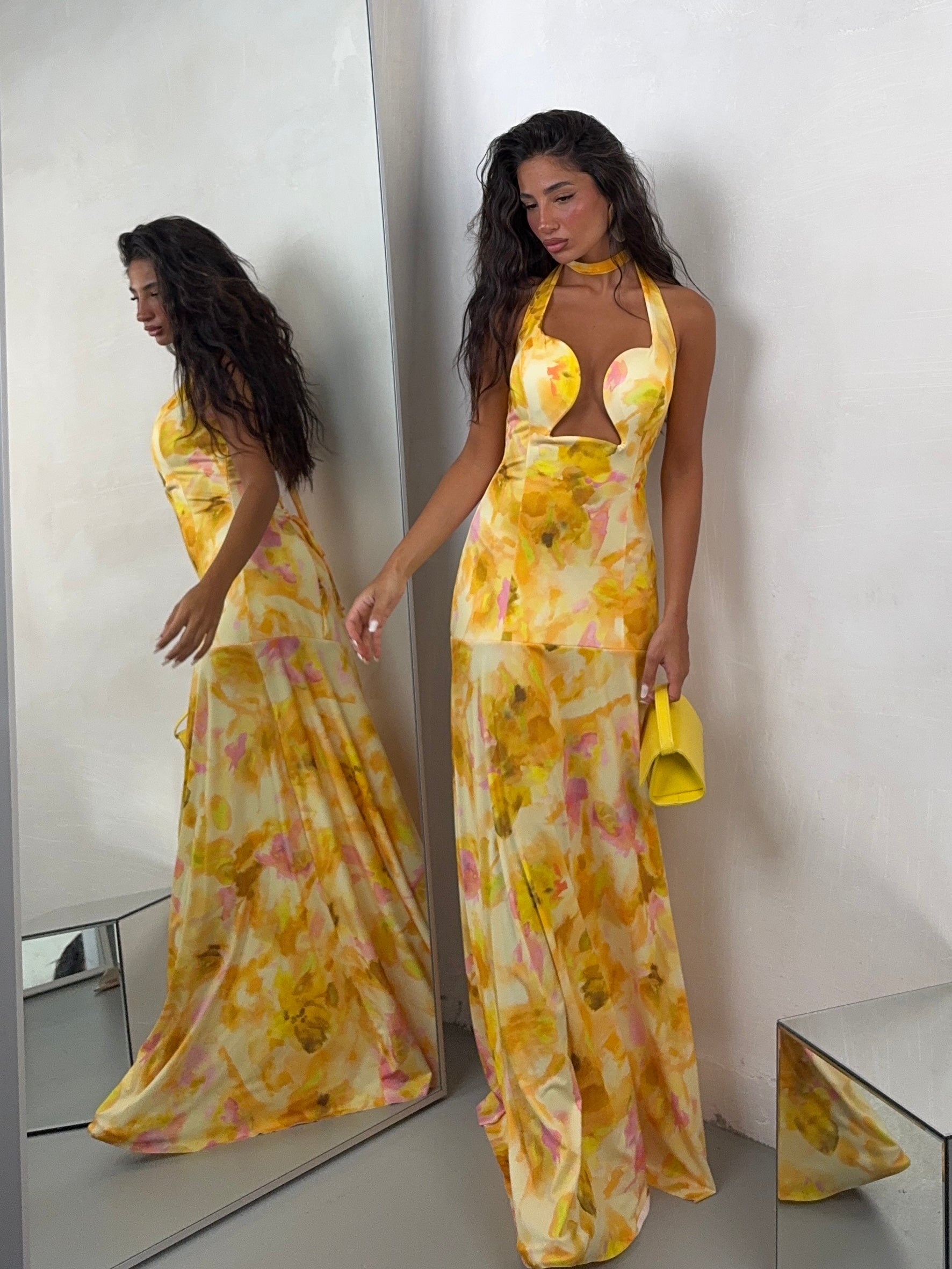 DRESS PLUMA GIALLO