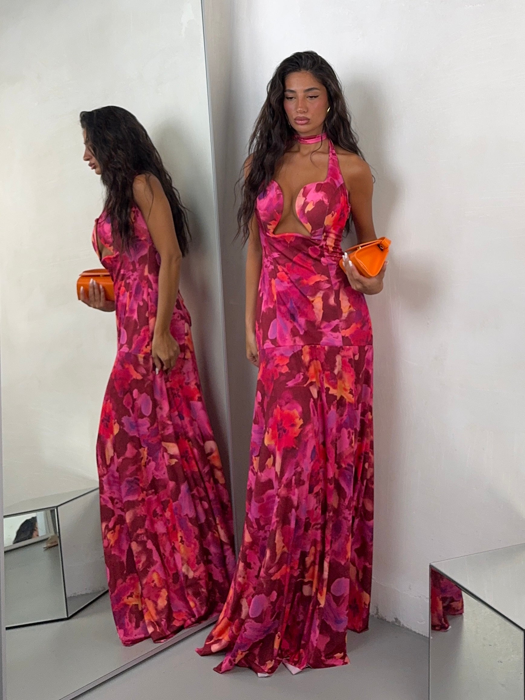 DRESS PLUMA FUCSIA