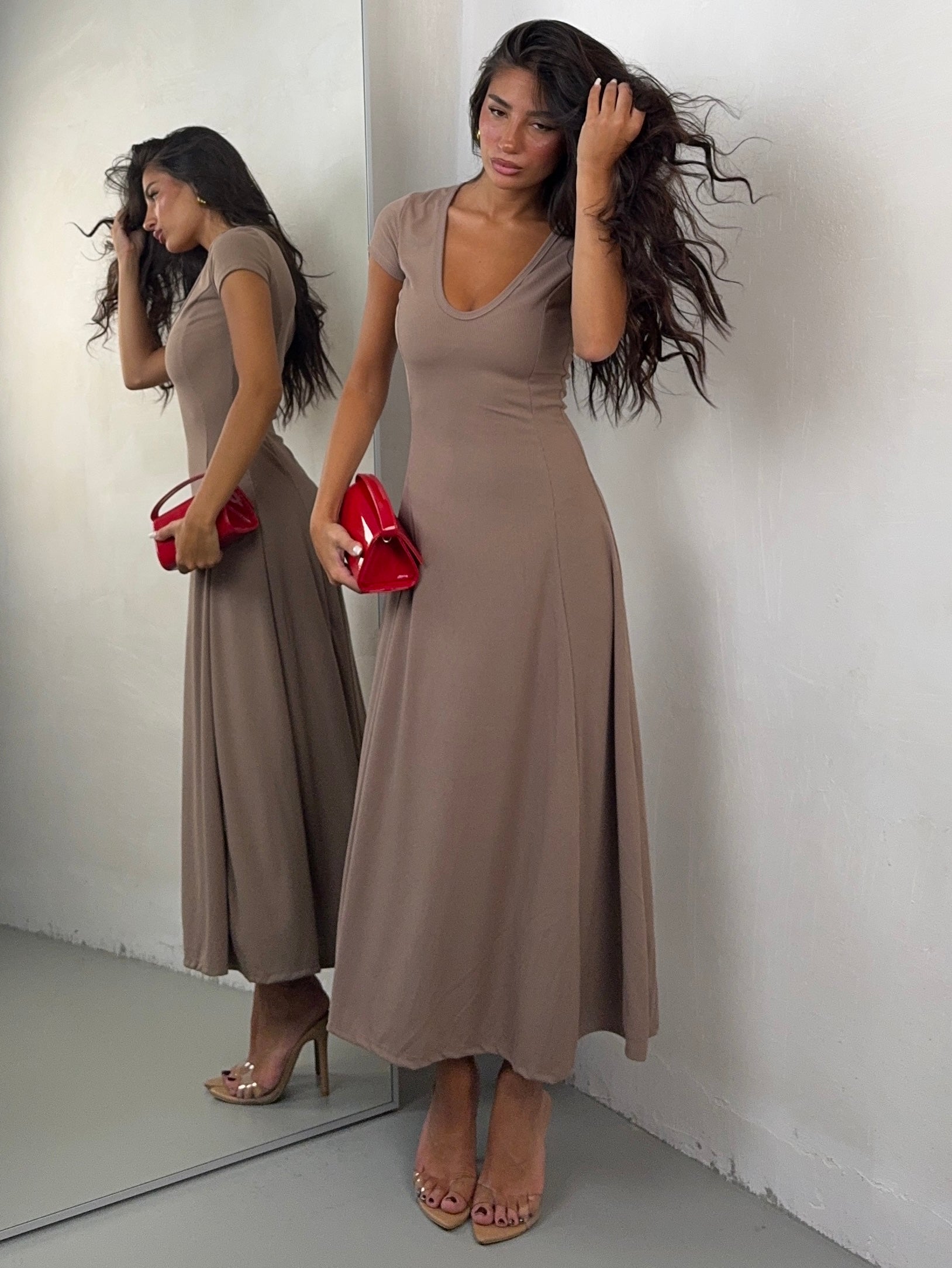 DRESS COSTINA NOISETTE