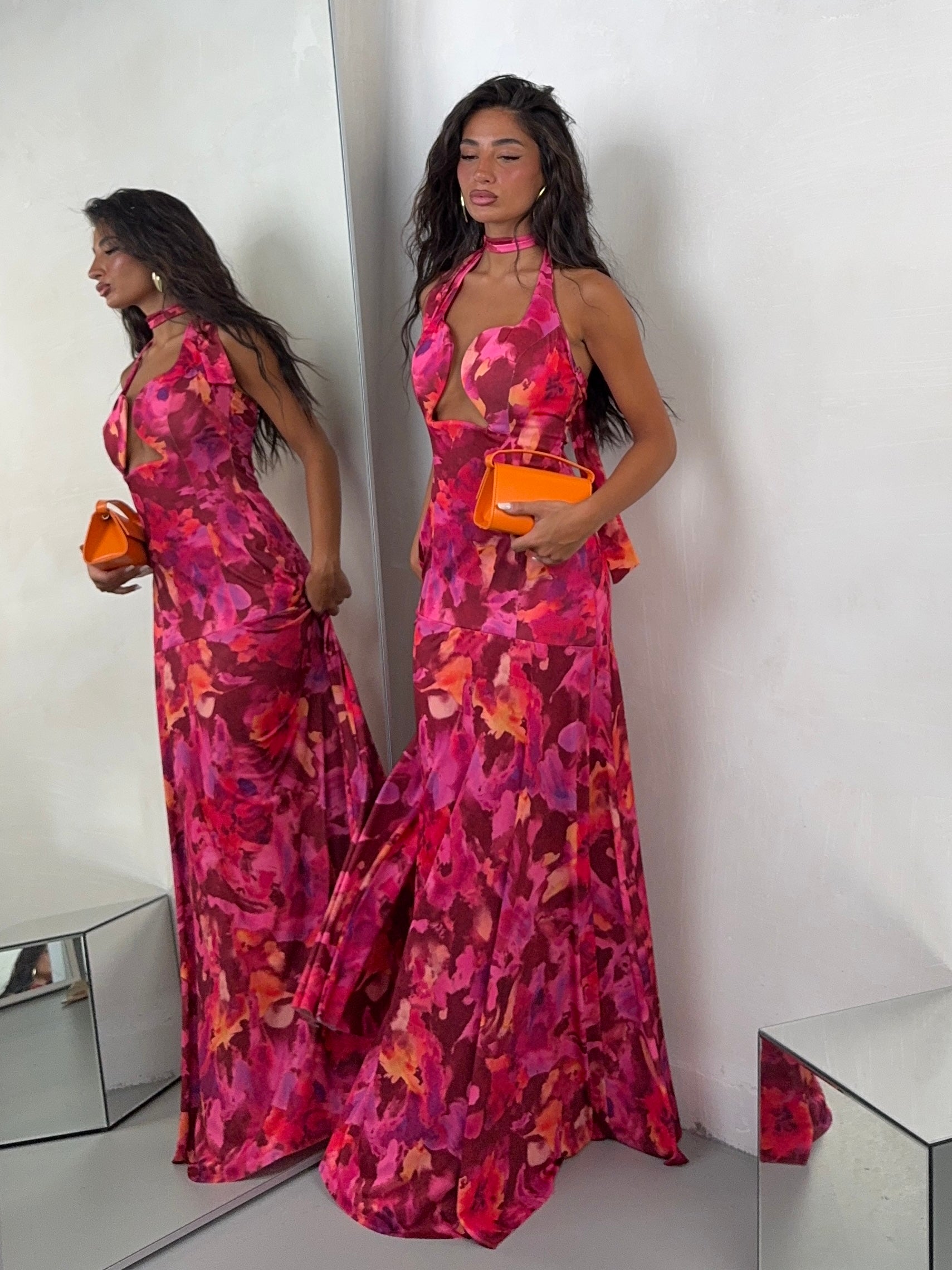DRESS PLUMA FUCSIA