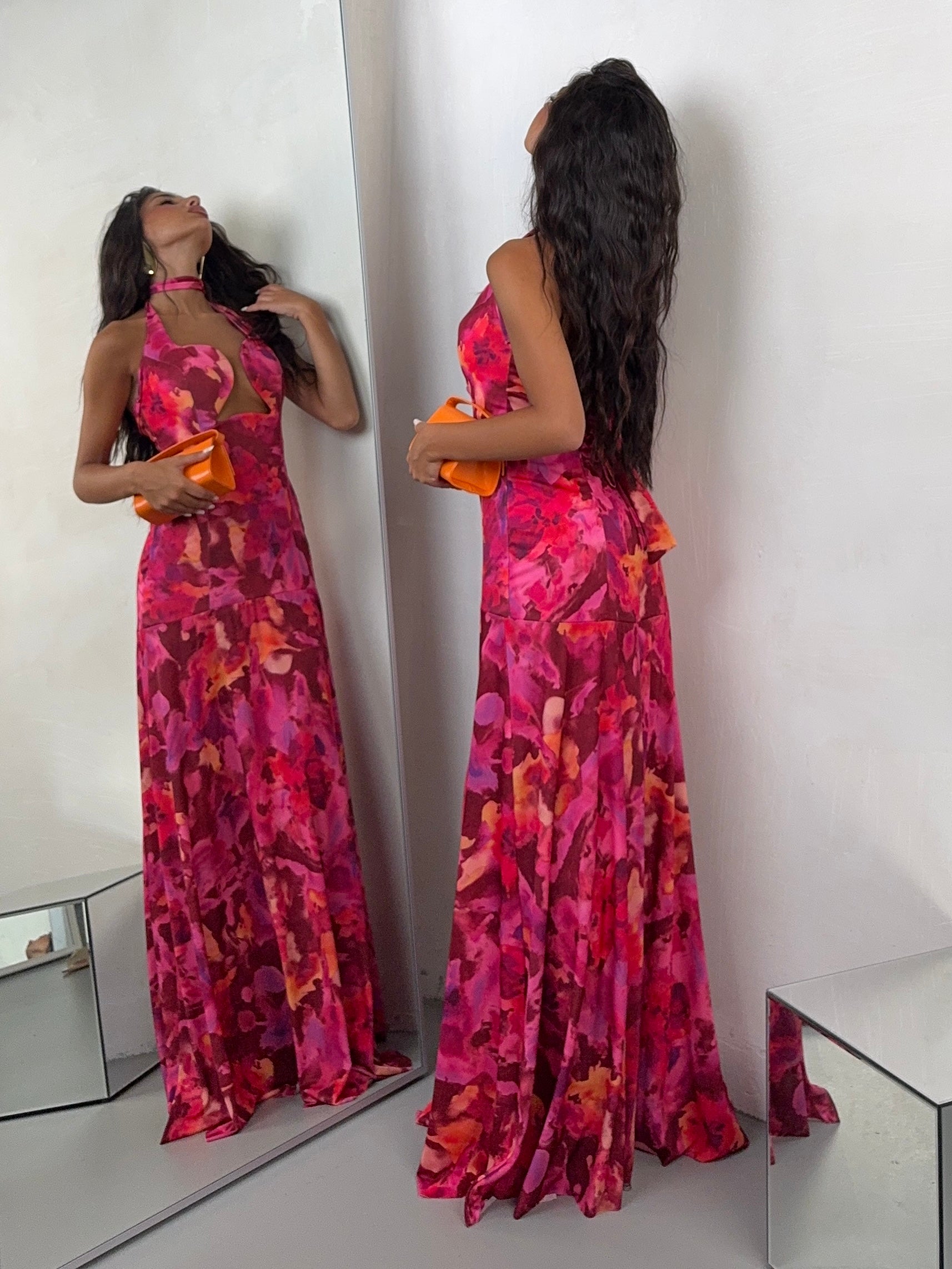DRESS PLUMA FUCSIA