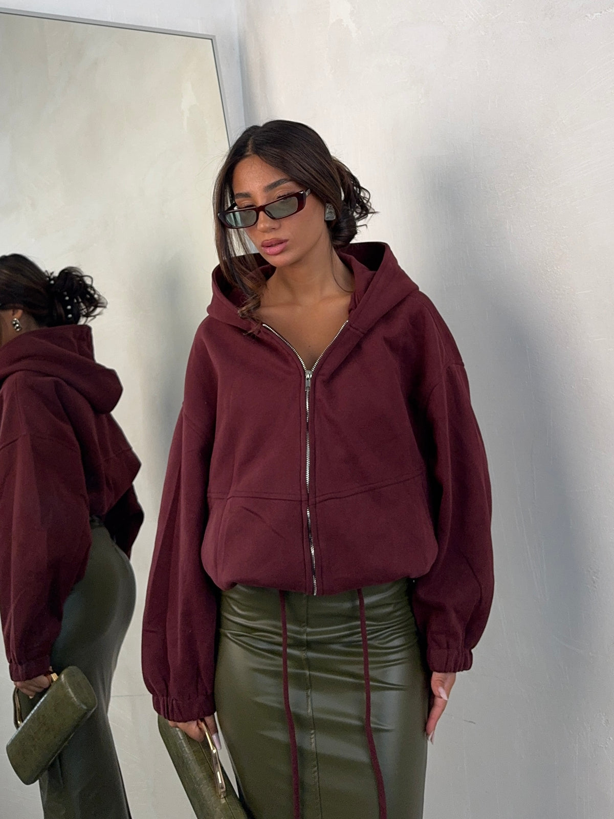 HOODIE DEMI BORDEUAX