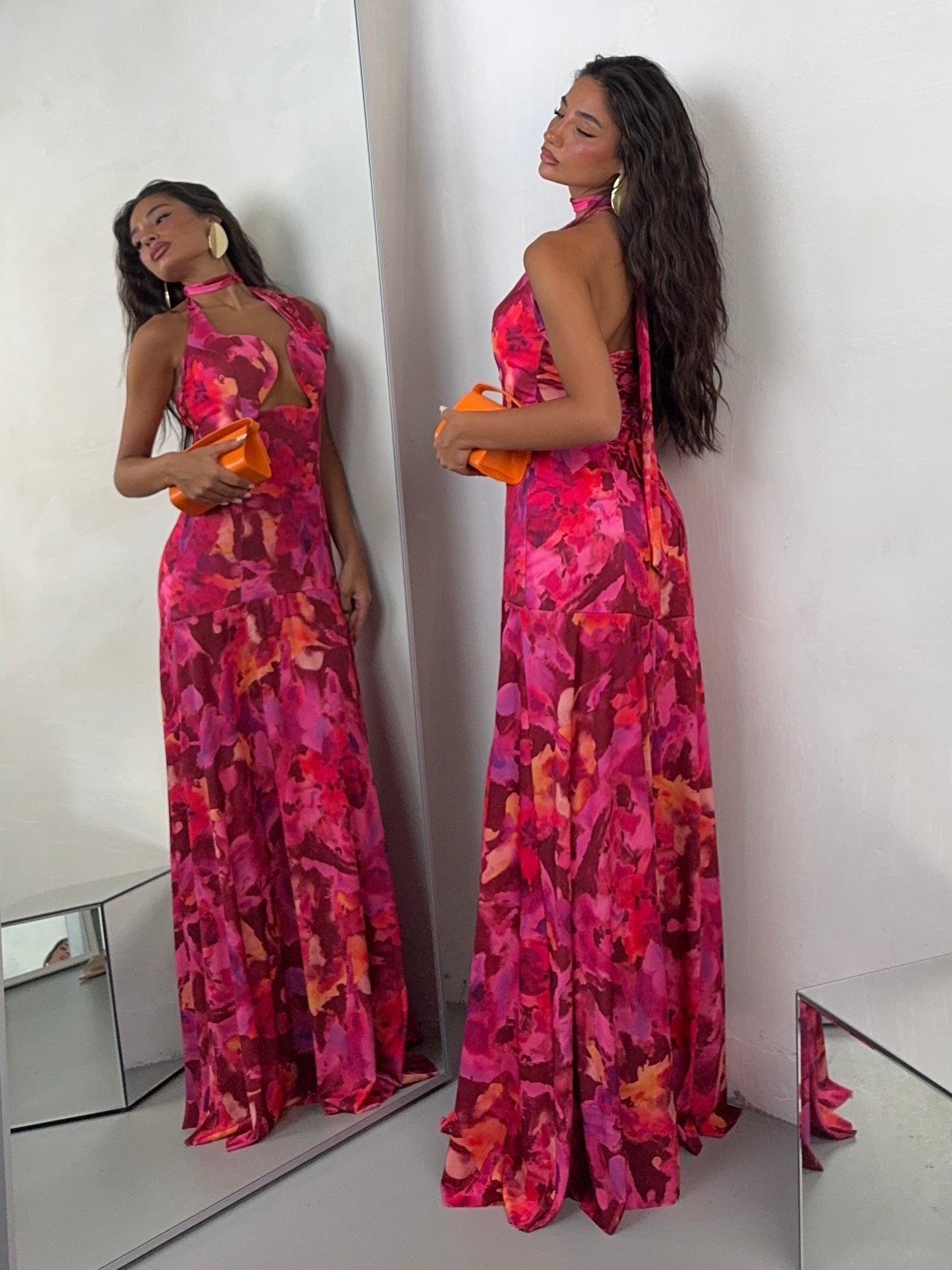 DRESS PLUMA FUCSIA