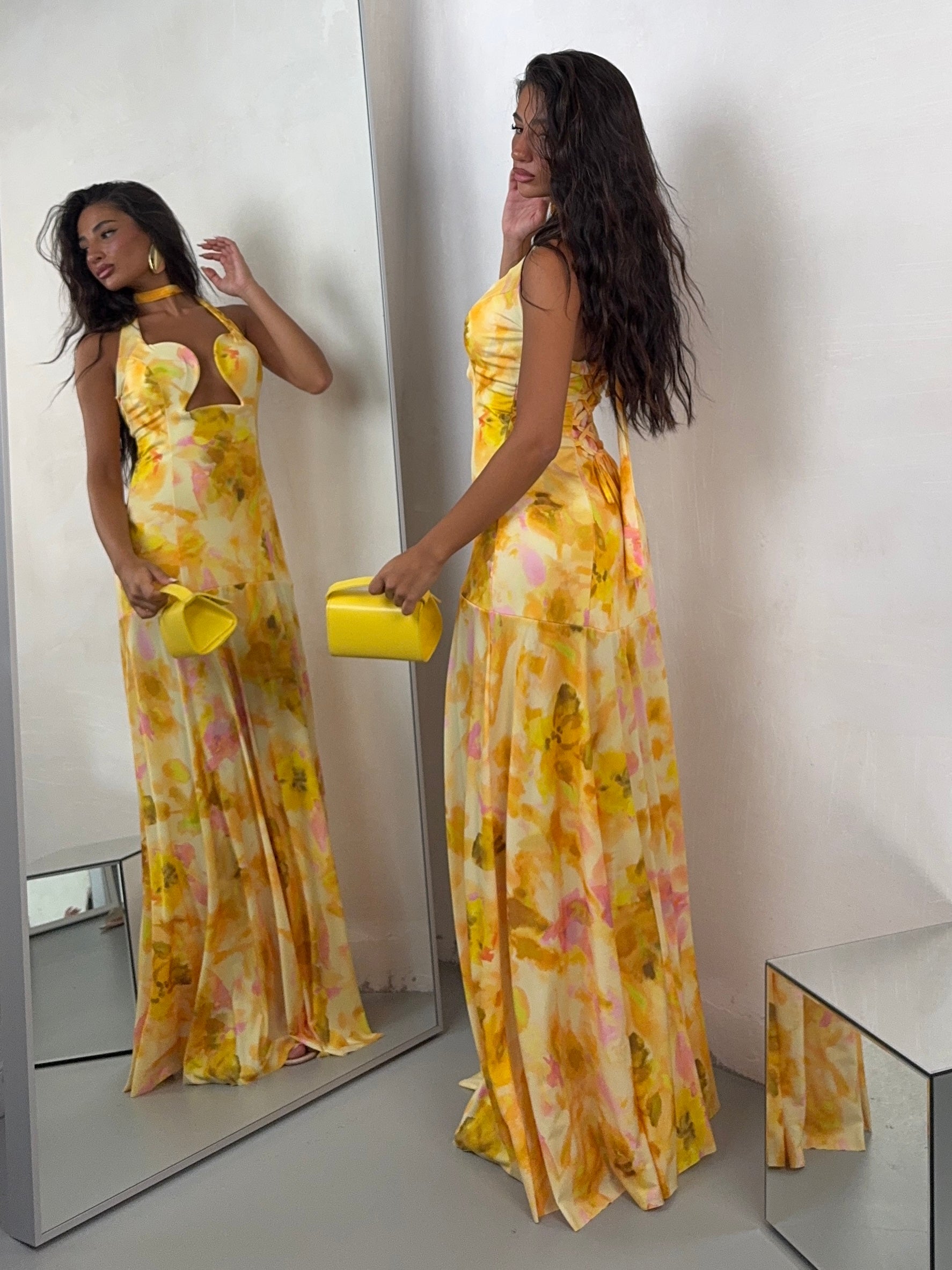 DRESS PLUMA GIALLO