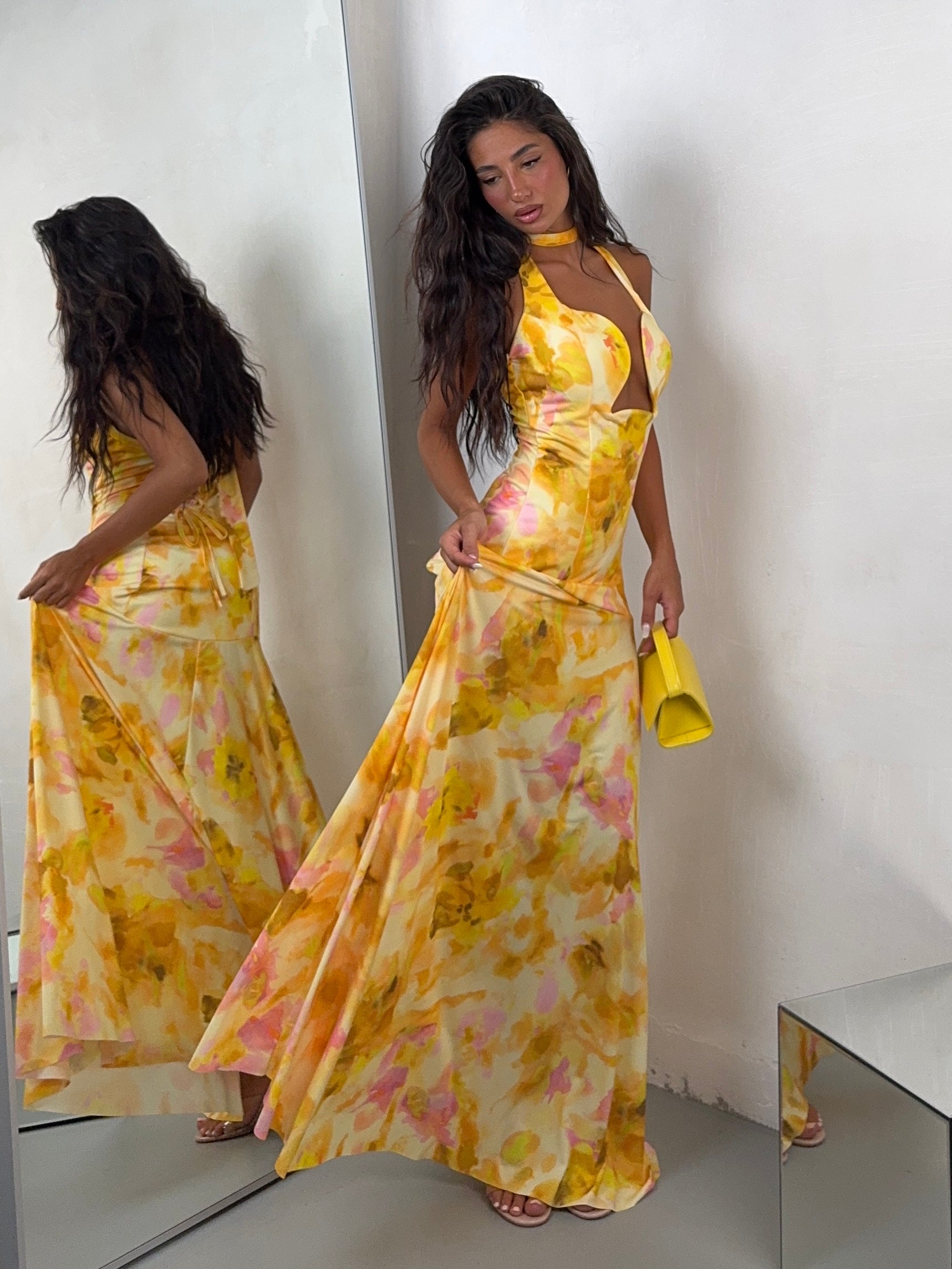 DRESS PLUMA GIALLO