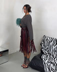 SKIRT BURGUNDY FRINSE