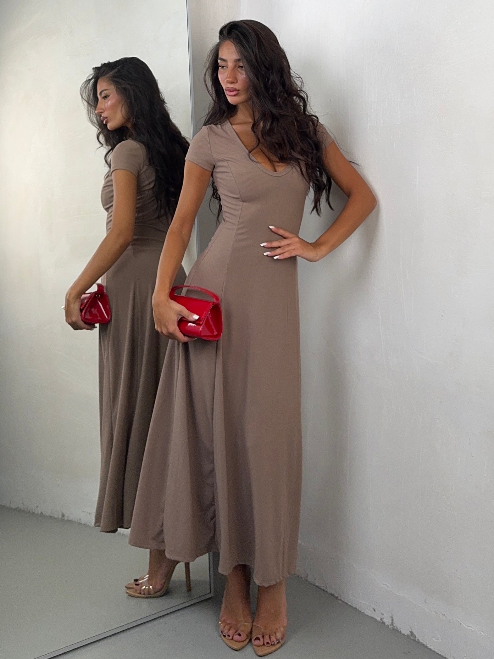 DRESS COSTINA NOISETTE