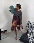 SKIRT BURGUNDY FRINSE