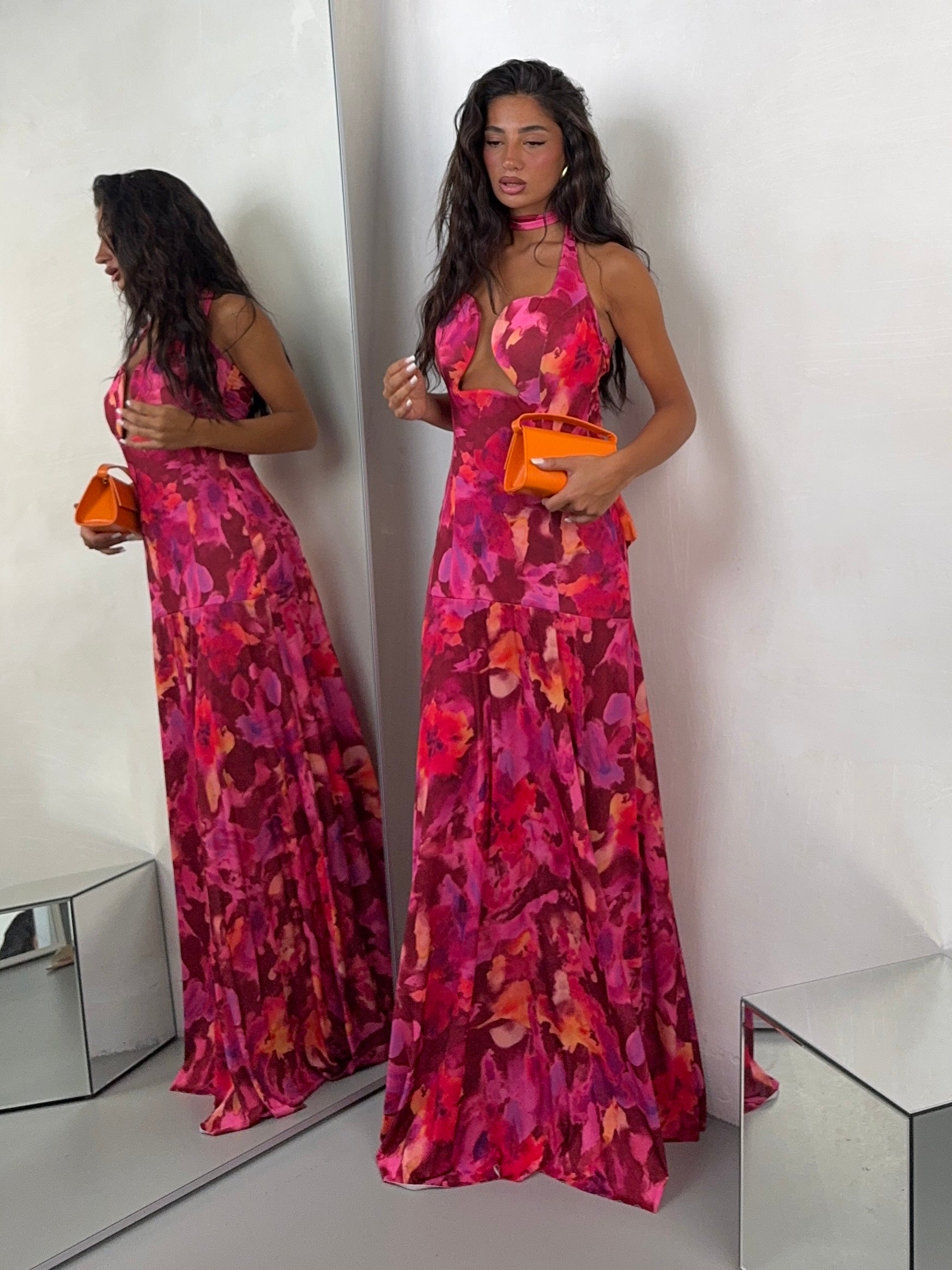 DRESS PLUMA FUCSIA