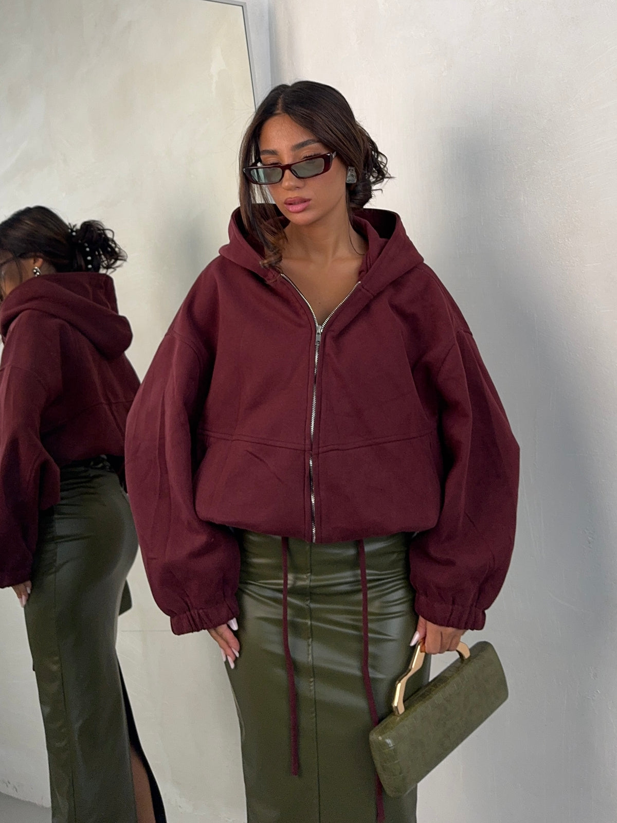 HOODIE DEMI BORDEUAX