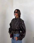 JACKET BIKER MARRONE