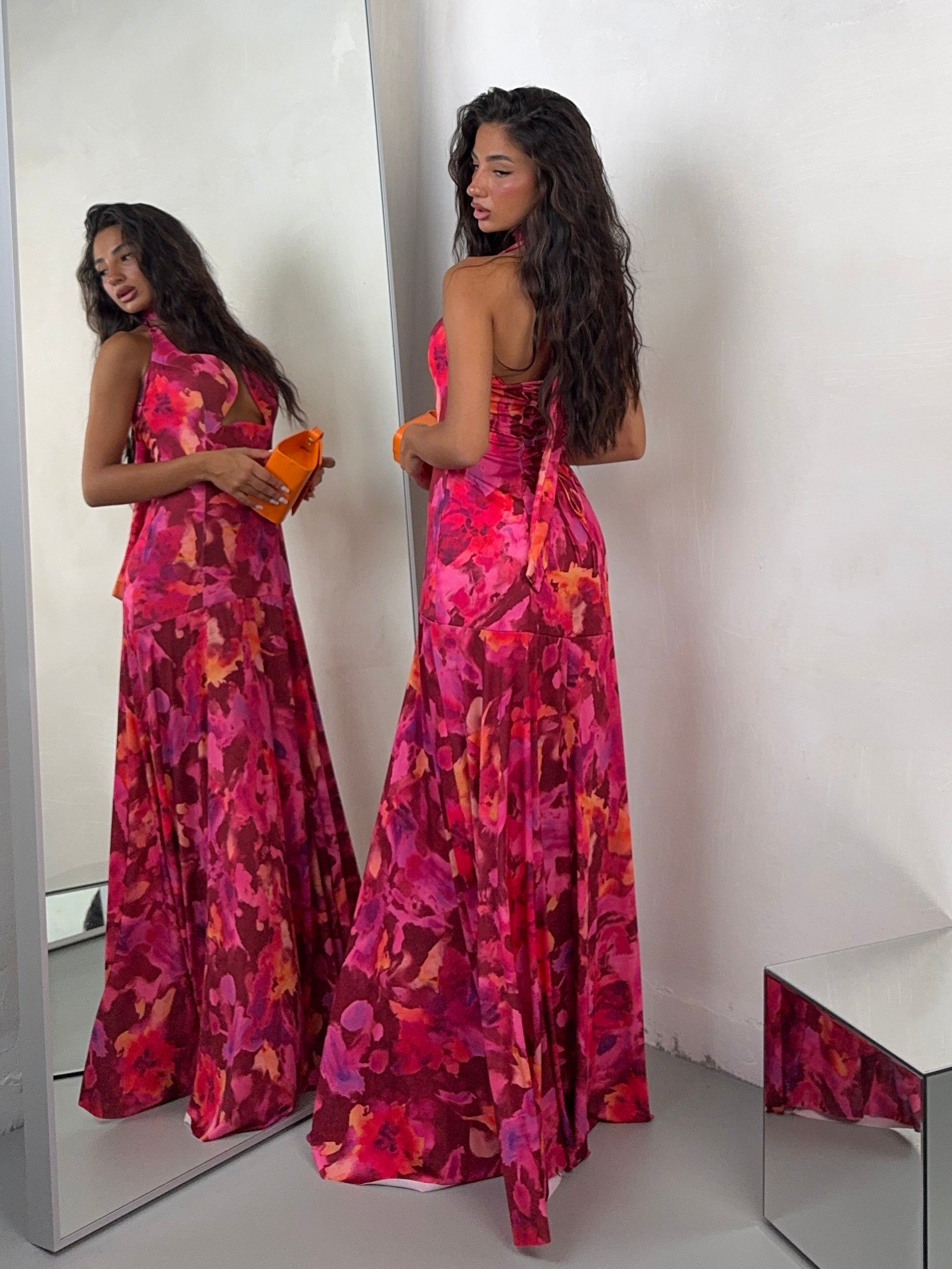 DRESS PLUMA FUCSIA