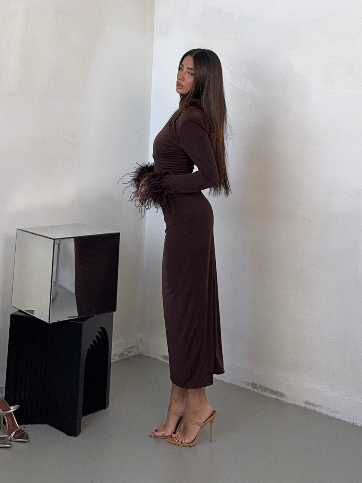 DRESS BROWN PLUM