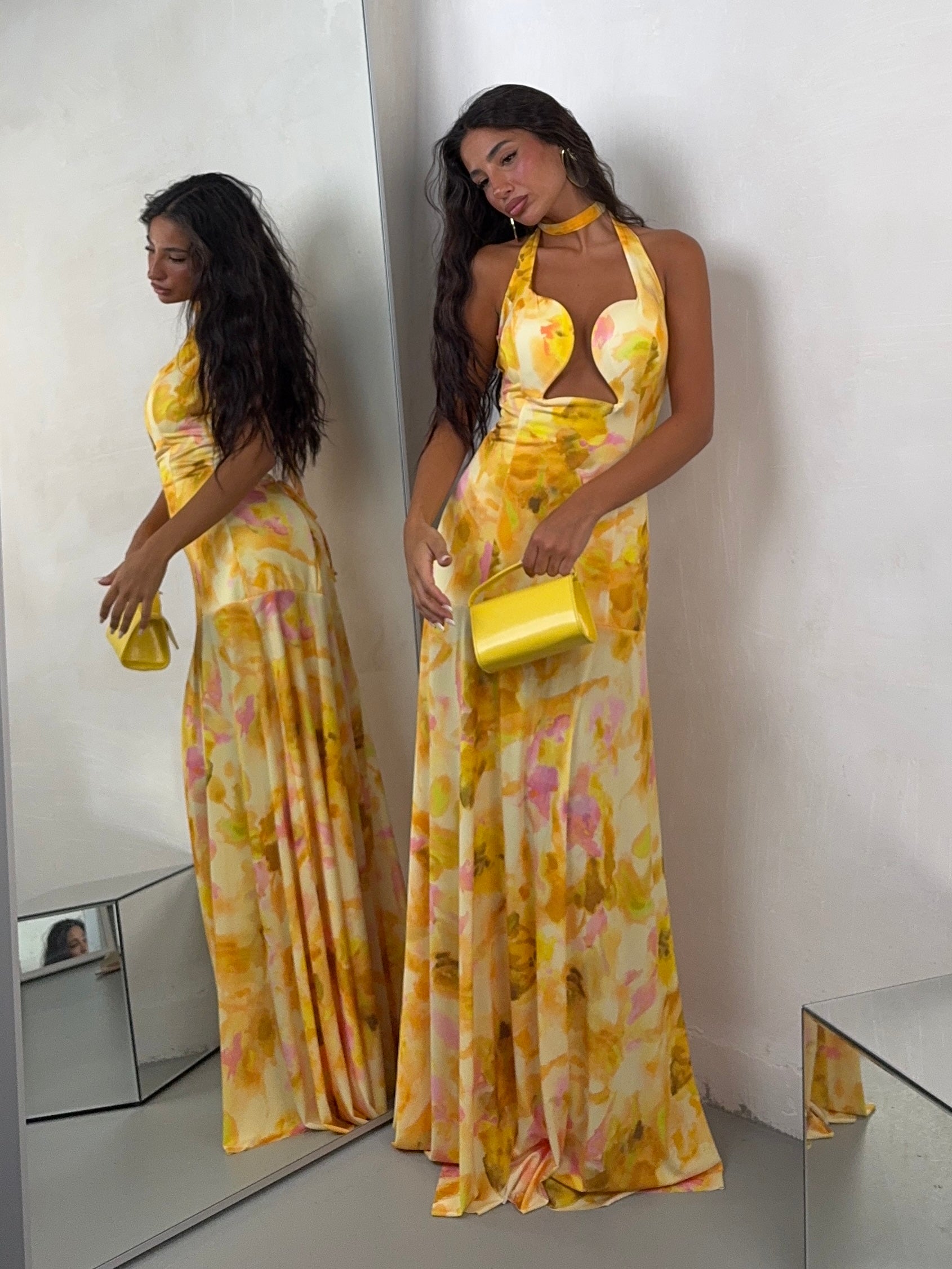 DRESS PLUMA GIALLO