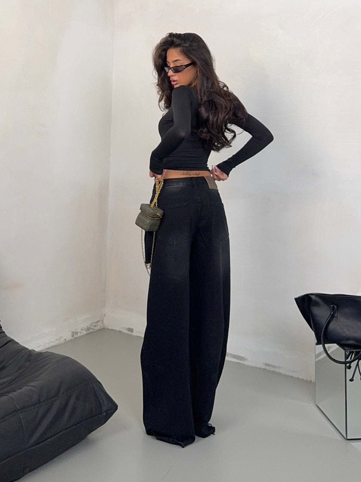 JEANS DEEP FRONT CUT BLACK